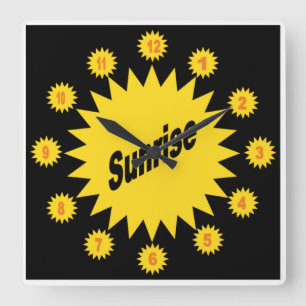 Acrylic Wall Clock, SUNRISE Square Clock