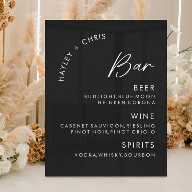 Acrylic Wedding Bar Black Bar Menu Acrylic Sign (Creator Uploaded)