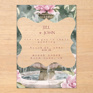 Acrylic Wedding Invitation Garden Fountain