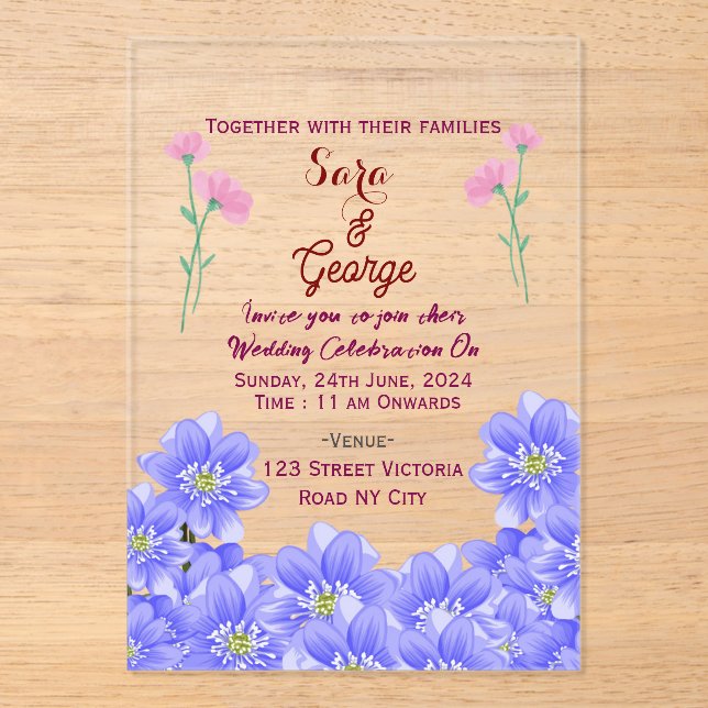 Acrylic Wedding Invitations  (Front)