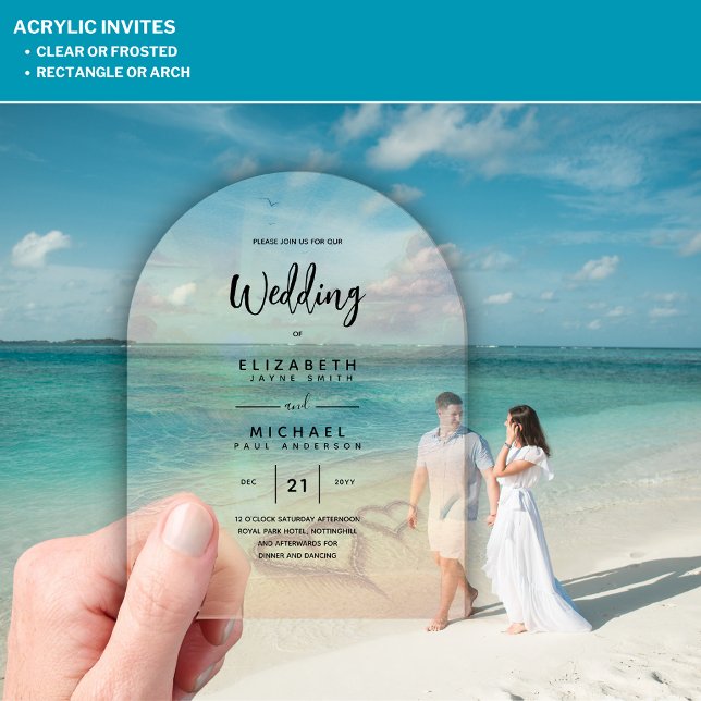 ACRYLIC Wedding Invite Tropical Beach Sunset Ocean Acrylic Invitations (Creator Uploaded)