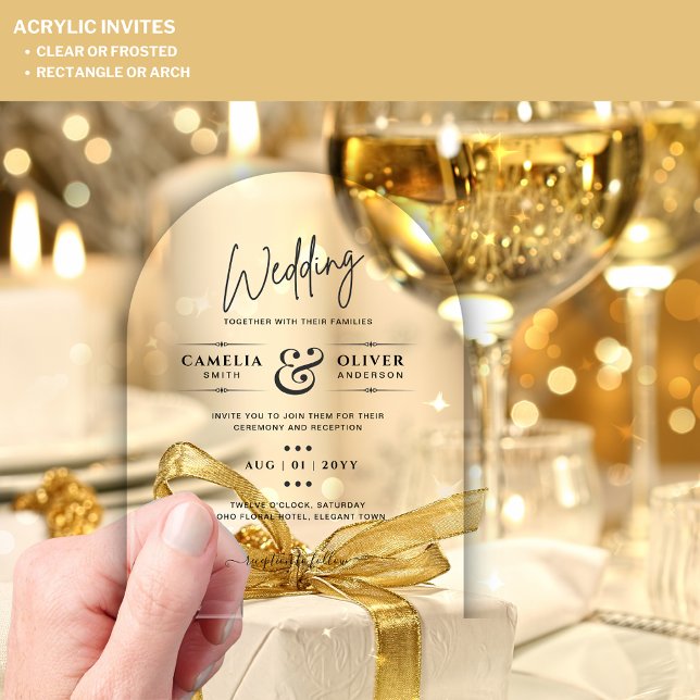 ACRYLIC Wedding Invites BLACK TEXT Bold Initials Acrylic Invitations (Creator Uploaded)