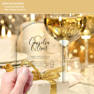 ACRYLIC Wedding Invites BLACK TEXT Bold Initials Acrylic Invitations