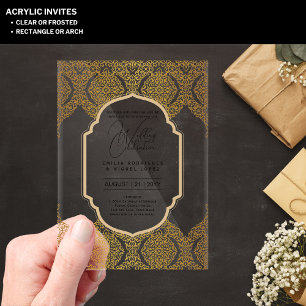 ACRYLIC Wedding Invites BLACK TEXT Bold Initials Acrylic Invitations