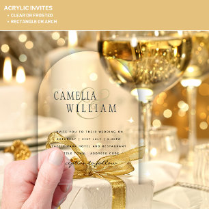 ACRYLIC Wedding Invites BLACK TEXT Bold Initials Invitations