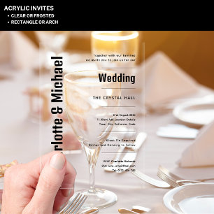 ACRYLIC Wedding Invites BLACK TEXT Bold Modern  Invitations