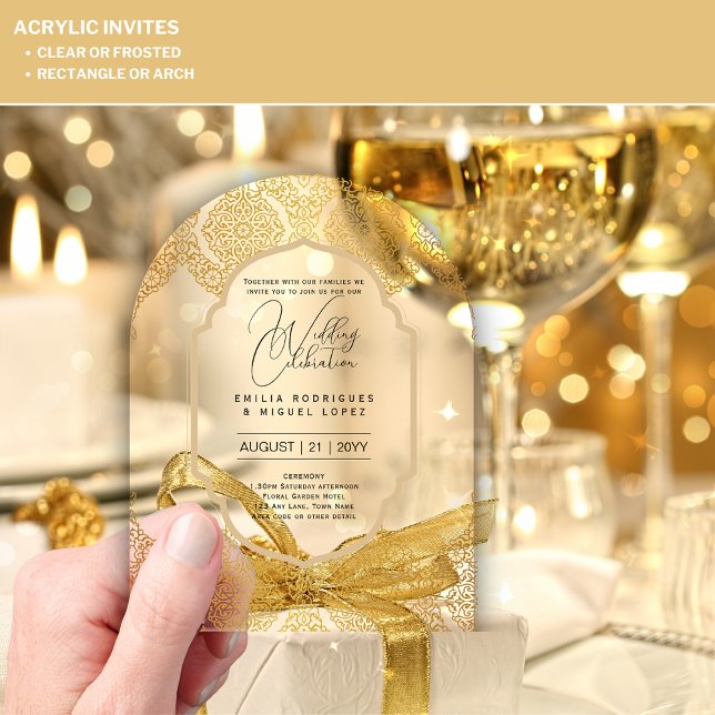 ACRYLIC Wedding Invites GOLD Ornate Elegant Fancy Invitations (Creator Uploaded)