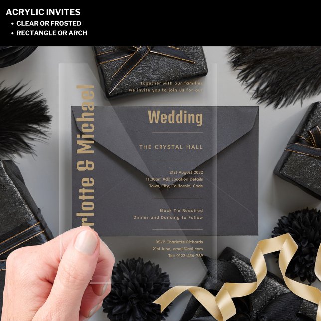 ACRYLIC Wedding Invites GOLD TEXT Bold Modern  Acrylic Invitations (Creator Uploaded)