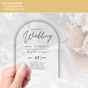 ACRYLIC Wedding Invites Minimalist Modern Clear Acrylic Invitations
