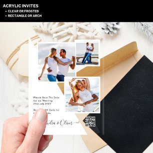 ACRYLIC Wedding Invites PHOTO Qr Code RSVP Acrylic Invitations