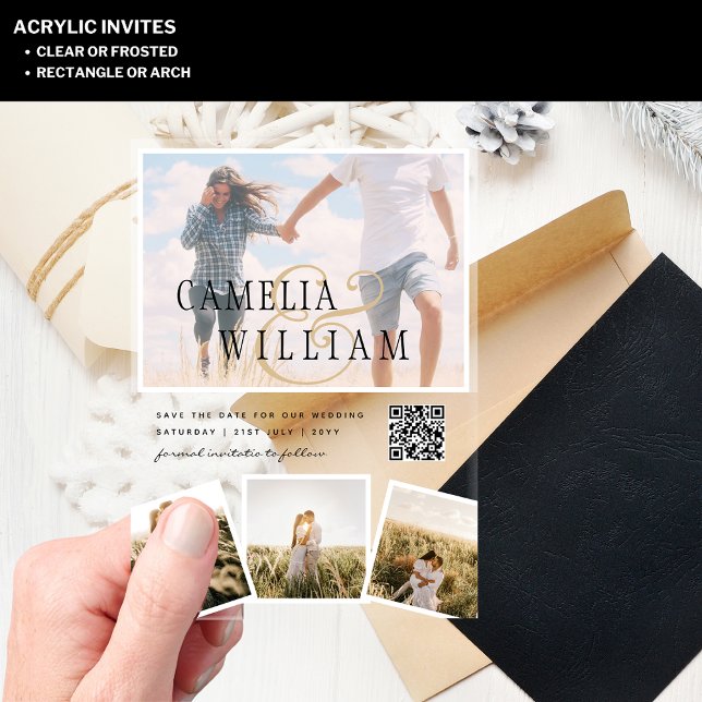 ACRYLIC Wedding Invites PHOTO Qr Code RSVP Acrylic Invitations (Creator Uploaded)
