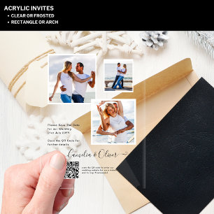 ACRYLIC Wedding Invites PHOTO Qr Code RSVP Acrylic Invitations