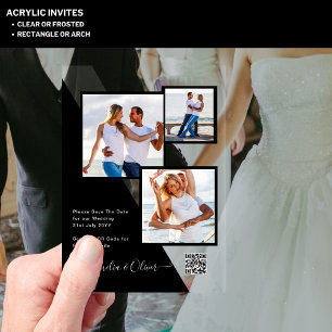 ACRYLIC Wedding Invites PHOTO Qr Code RSVP Invitations
