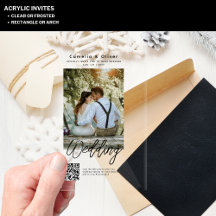 ACRYLIC Wedding Invites PHOTO Qr Code RSVP