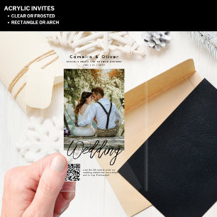 ACRYLIC Wedding Invites PHOTO Qr Code RSVP Invitations
