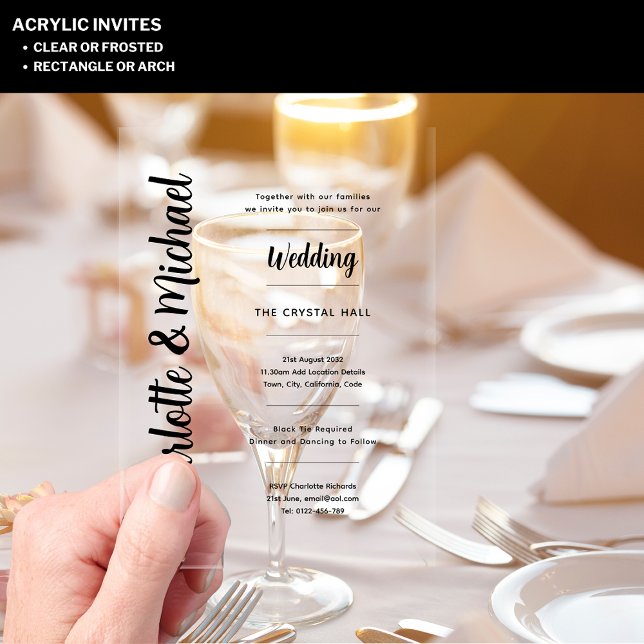 Acrylic Wedding Invites Transparent Bold Modern Acrylic Invitations (Creator Uploaded)