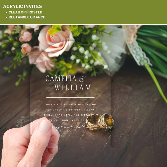 ACRYLIC Wedding Invites WHITE TEXT Bold Initials Invitations (Creator Uploaded)