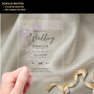ACRYLIC Wedding Invites Wisteria Flowers Clear Invitations