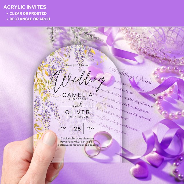 ACRYLIC Wedding Invites Wisteria Purple Floral  Acrylic Invitations (Creator Uploaded)