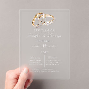 Acrylic wedding ring spanish acrylic invitations