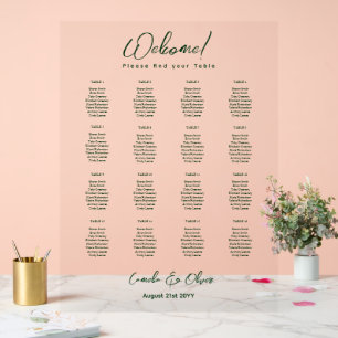 ACRYLIC WEDDING SEATING TABLE CHART 16 Table Green