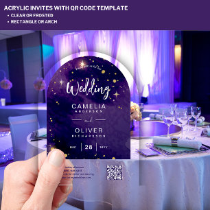 ACRYLIC WEDDING Starry Night Sky QR Code RSVP Acrylic Invitations