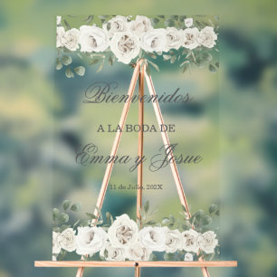 Acrylic Wedding Welcome sign in Spanish