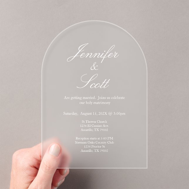 Acrylic white floral elegant Wedding Invitation  (Insitu (Handheld))