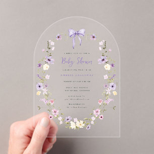 Acrylic Wildflower Arch Baby Shower Invitation 