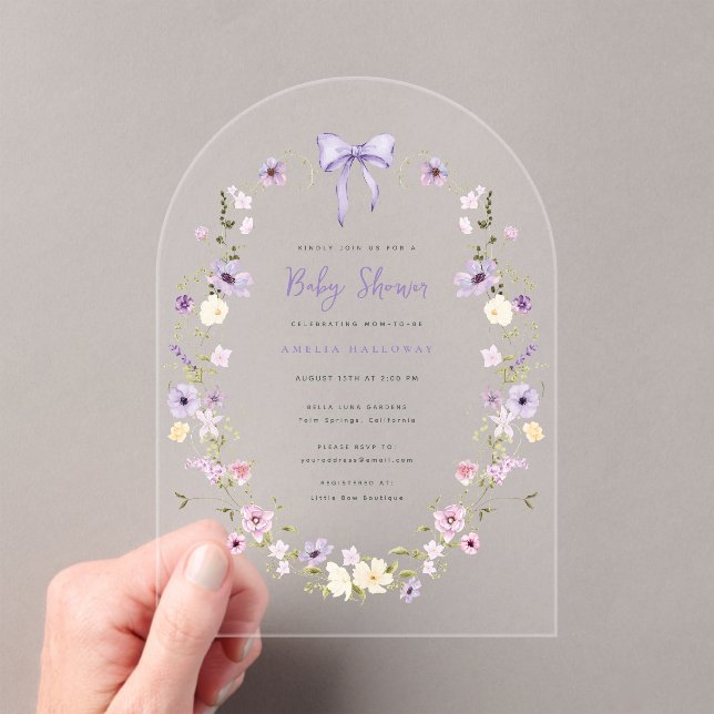 Acrylic Wildflower Arch Baby Shower Invitation  (Insitu (Handheld))