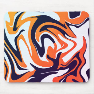 Acrylic Yellow Orange Liquid Abstract Pattern Mouse Mat