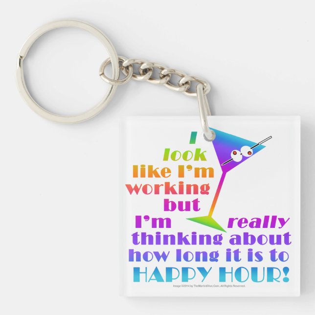 AcrylicCocktail Keychains - How Long to Happy Hour (Front)