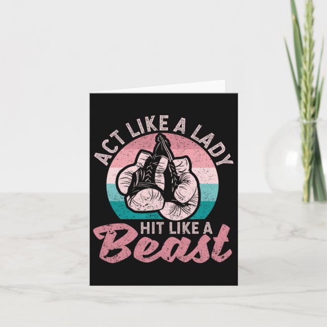 Act Like A Lady Hit Like A Beast Funny Boxing Glov Card (Front)