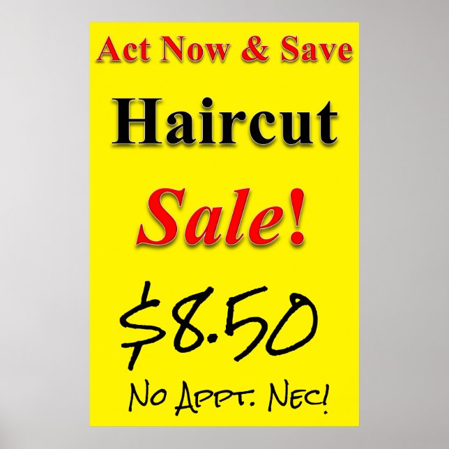 Act Now & Save Haircut Sale Beauty Salon Poster (Front)