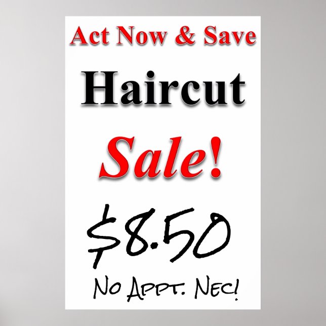 Act Now & Save Haircut Sale Beauty Salon Poster (Front)
