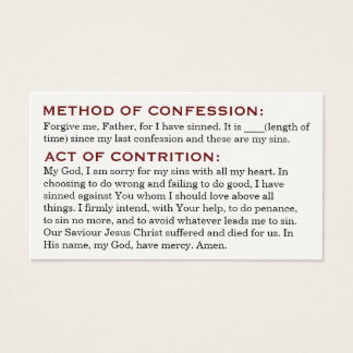 Act of Contrition and Review of Life Cards