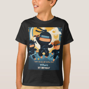 Act War Fight Boy Moon Ninja Warrior 1st Birthday T-Shirt