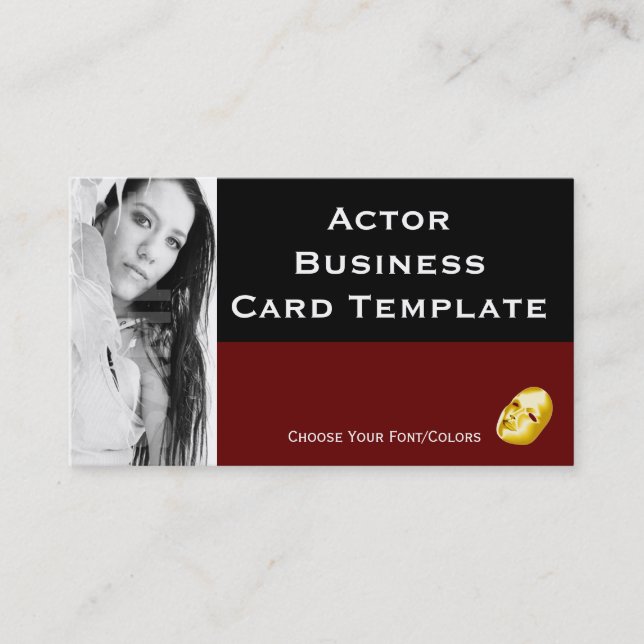 Acting logo business card template. Simple Actor (Front)