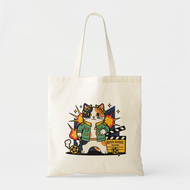 Action Cat Hero on Set - Tote Bag (Front)