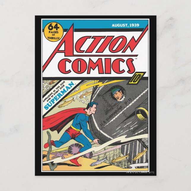 Action Comics - August 1939 Postcard (Front)
