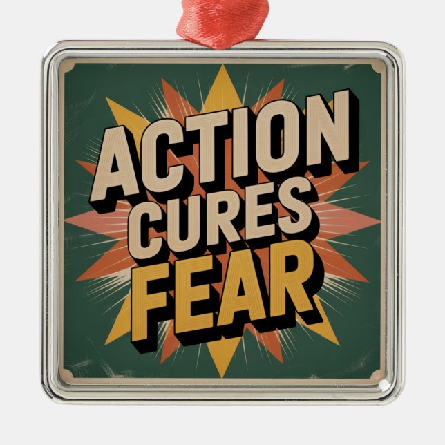 Action Cures Fear Metal Tree Decoration (Front)