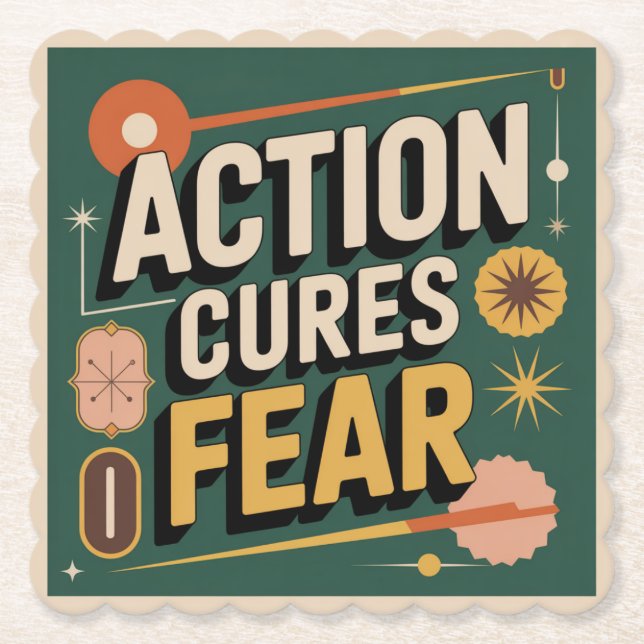 Action Cures Fear Paper Coaster (Front)