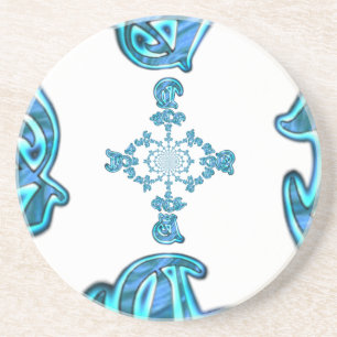 Action Cyan Teal Abstract Graffiti Art Print Coaster