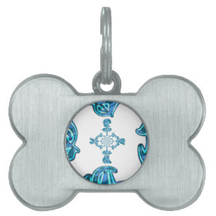 Action Cyan Teal Abstract Graffiti Art Print Pet ID Tag