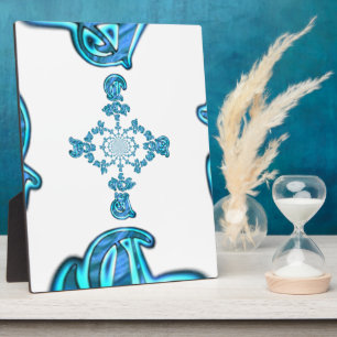 Action Cyan Teal Abstract Graffiti Art Print Plaque