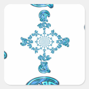 Action Cyan Teal Abstract Graffiti Art Print Square Sticker