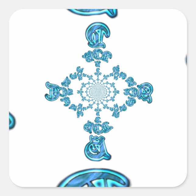 Action Cyan Teal Abstract Graffiti Art Print Square Sticker (Front)