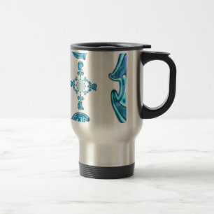 Action Cyan Teal Abstract Graffiti Art Print Travel Mug