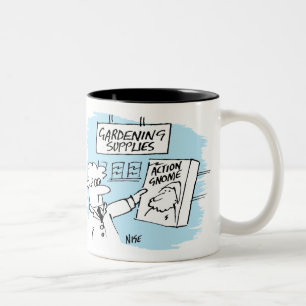 Action Gnome in the Garden Centre Two-Tone Coffee Mug