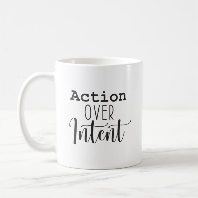 Action Over Intent - Gym, Success, Hustle Coffee Mug (Left)